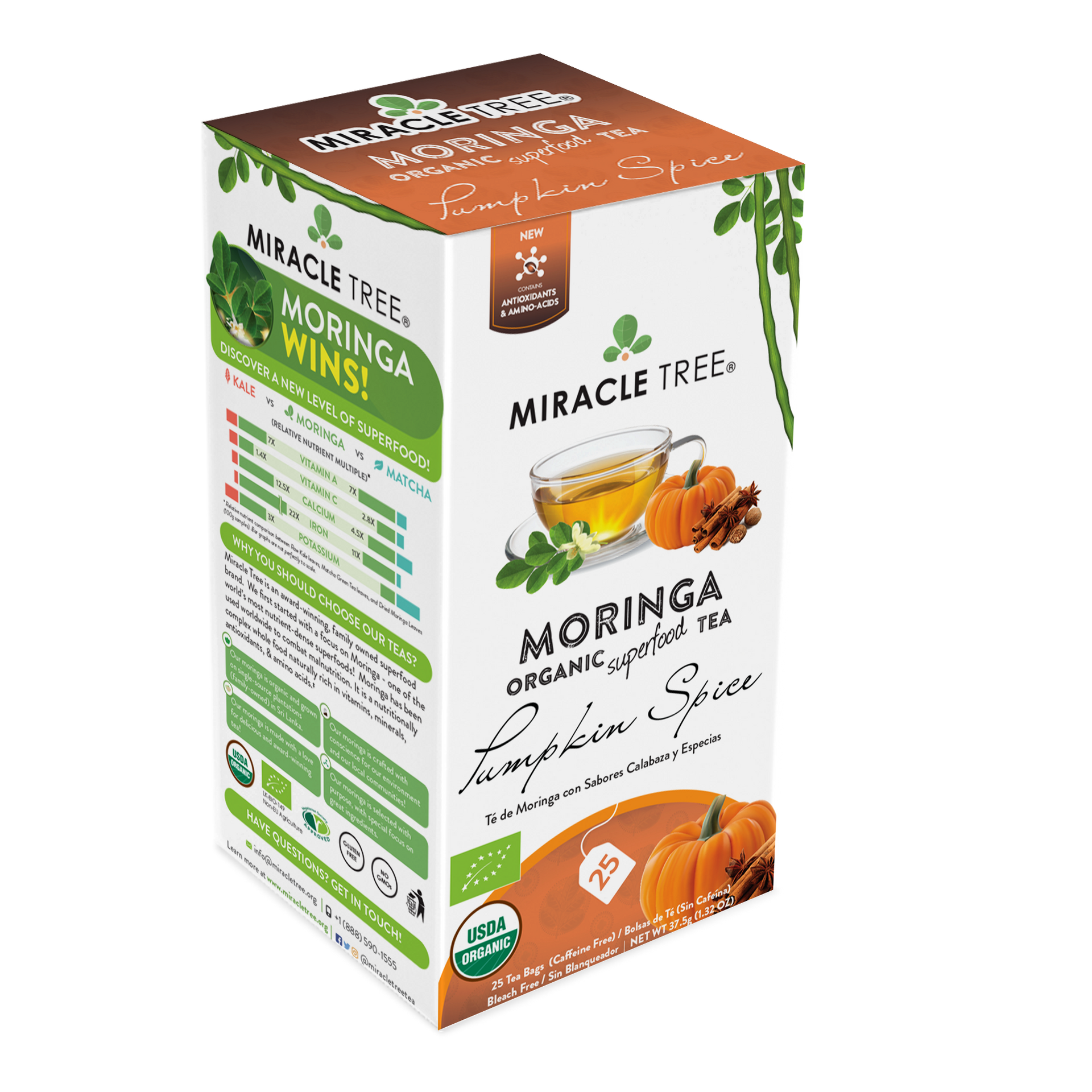 Miracle Tree's Organic Moringa Tea, Pumpkin Spice - Mercantile Mountain