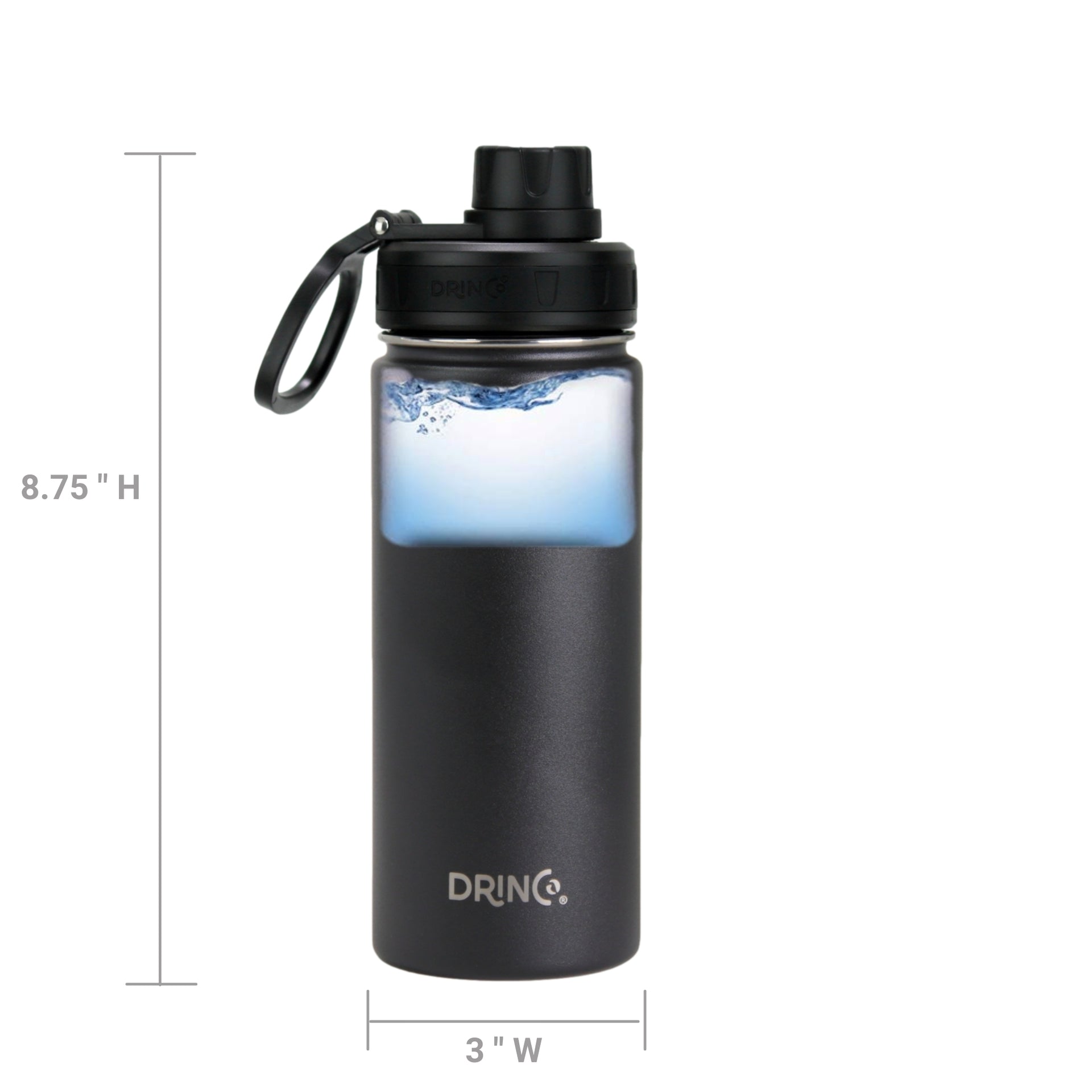 DRINCO® 18oz Stainless Steel Sport Water Bottle - Black - Mercantile Mountain