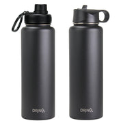 DRINCO® 40oz Stainless Steel Sport Water Bottle - Black - Mercantile Mountain