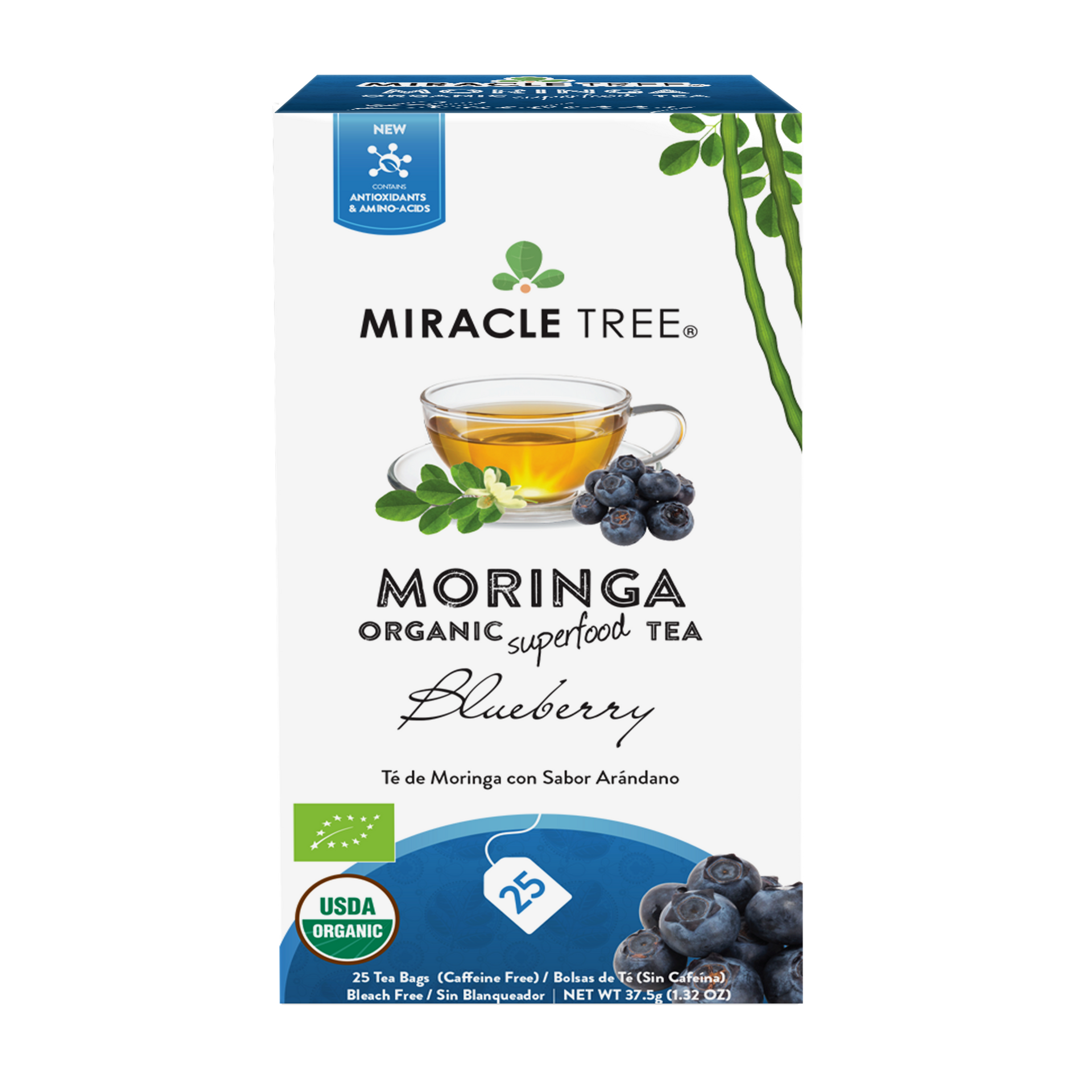 Miracle Tree's Organic Moringa Tea, Blueberry - Mercantile Mountain