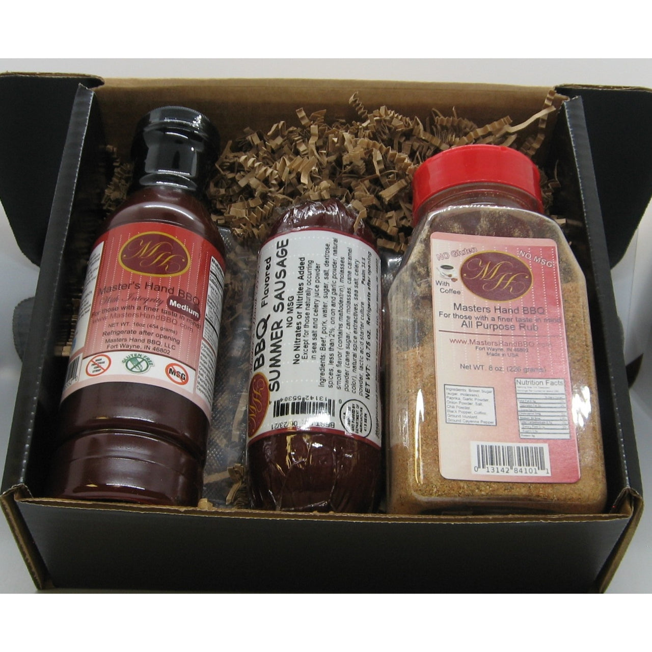 Black Gift Set (Med BBQ, BBQ Sausage, All Purpose Rub) - Mercantile Mountain