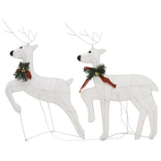 Reindeer & Sleigh Christmas Decoration 140 LEDs Outdoor White - Mercantile Mountain