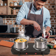 2000W Electric Double Burner Portable Coil Heating Hot Plate Stove Countertop RV Hotplate with Non Slip Rubber Feet 5 Temperature Adjustments - Mercantile Mountain