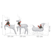 Reindeer & Sleigh Christmas Decoration 60 LEDs Outdoor Silver - Mercantile Mountain
