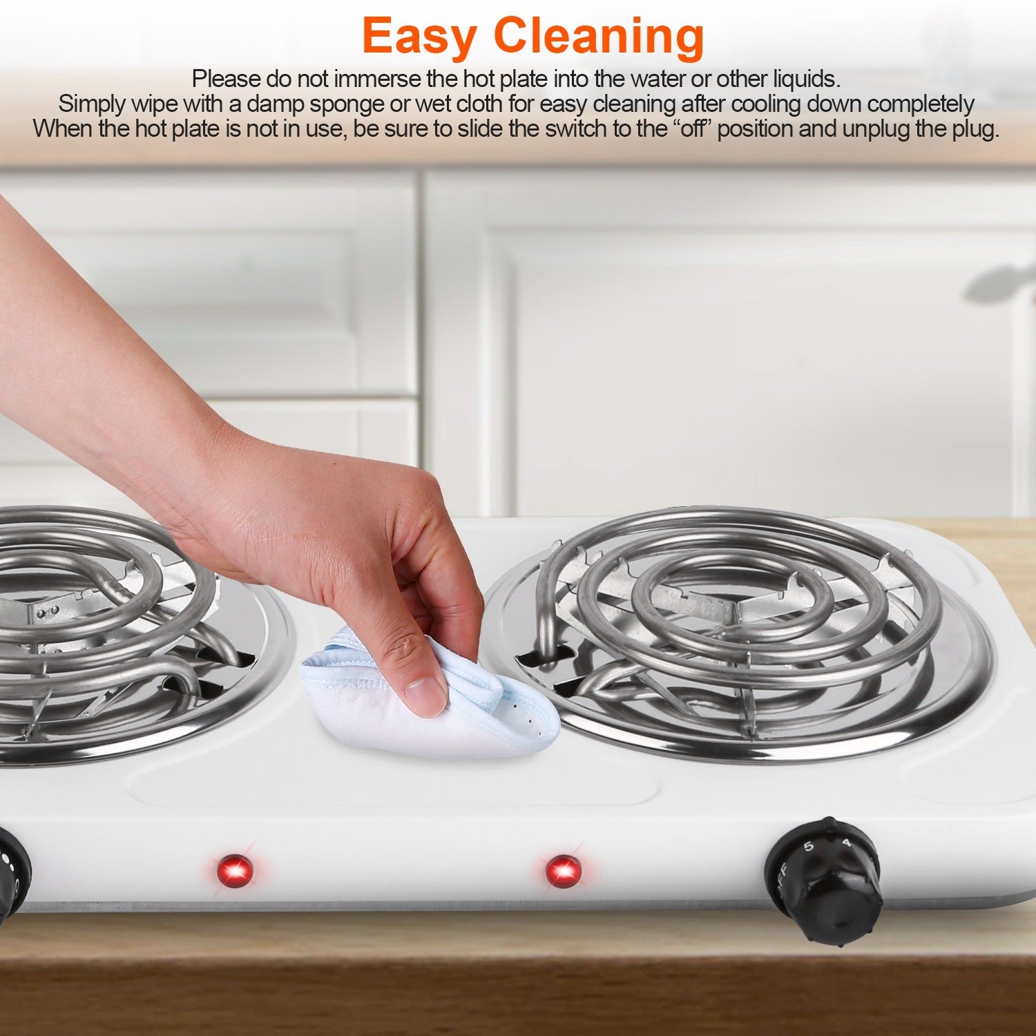 2000W Electric Double Burner Portable Coil Heating Hot Plate Stove Countertop RV Hotplate with Non Slip Rubber Feet 5 Temperature Adjustments - Mercantile Mountain