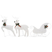 Reindeer & Sleigh Christmas Decoration 140 LEDs Outdoor White - Mercantile Mountain