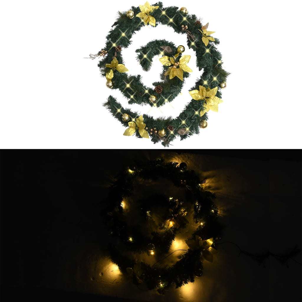 Christmas Garland with LED Lights Green 8.9' PVC - Mercantile Mountain