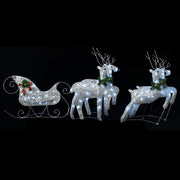 Reindeer & Sleigh Christmas Decoration 100 LEDs Outdoor Silver - Mercantile Mountain
