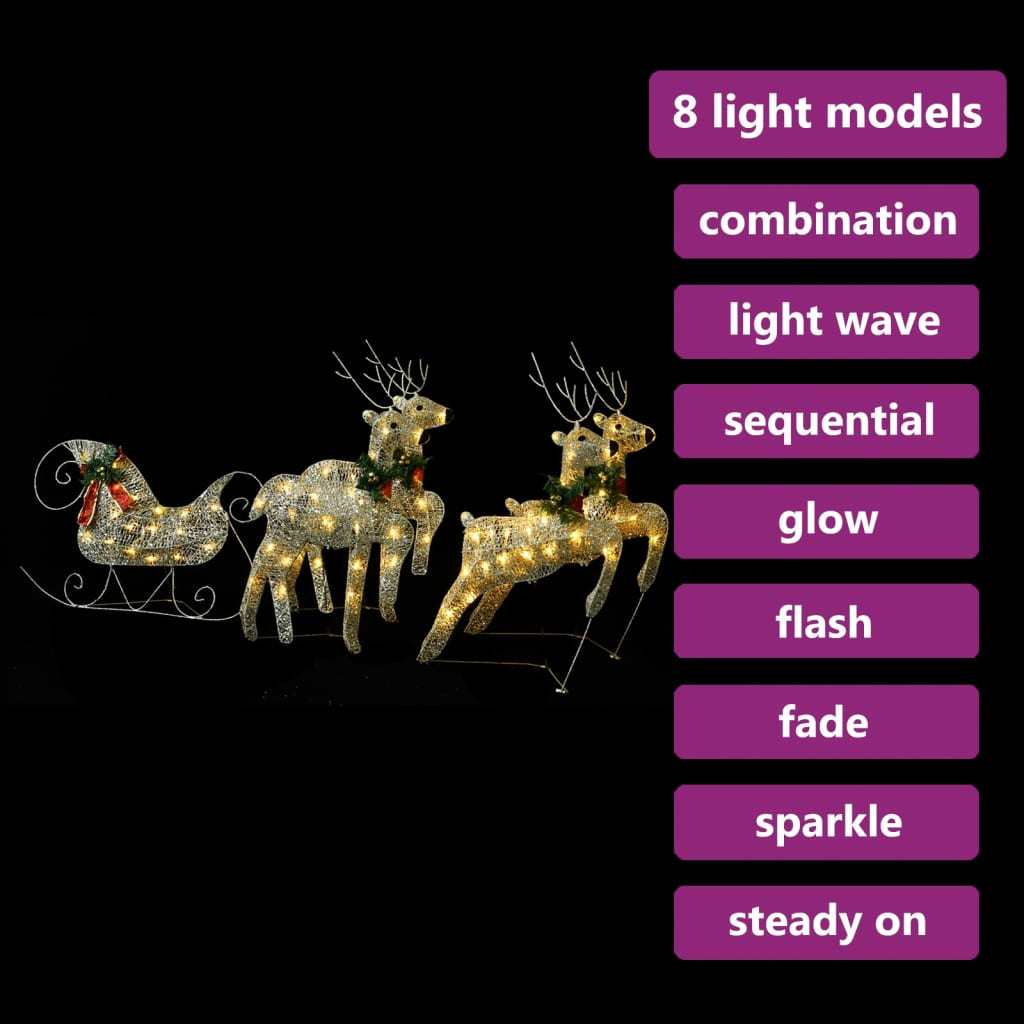 Reindeer & Sleigh Christmas Decoration 100 LEDs Outdoor Gold - Mercantile Mountain