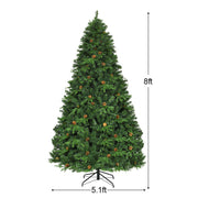 8 Feet Lifelike Artificial Christmas Tree with LED Lights and Pine Cones - Mercantile Mountain