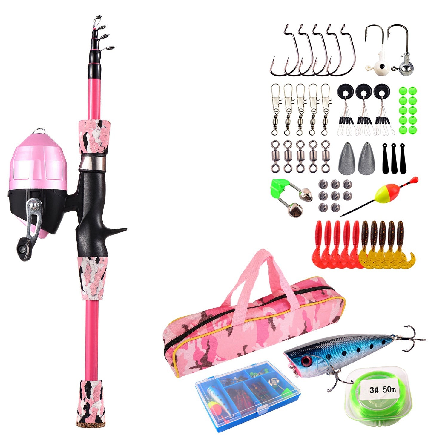 Kids Fishing Pole Set Fishing Starter Kit Telescopic Fishing Rod and R Kids Fishing Pole Set Fishing Starter Kit Telescopic Fishing Rod and R