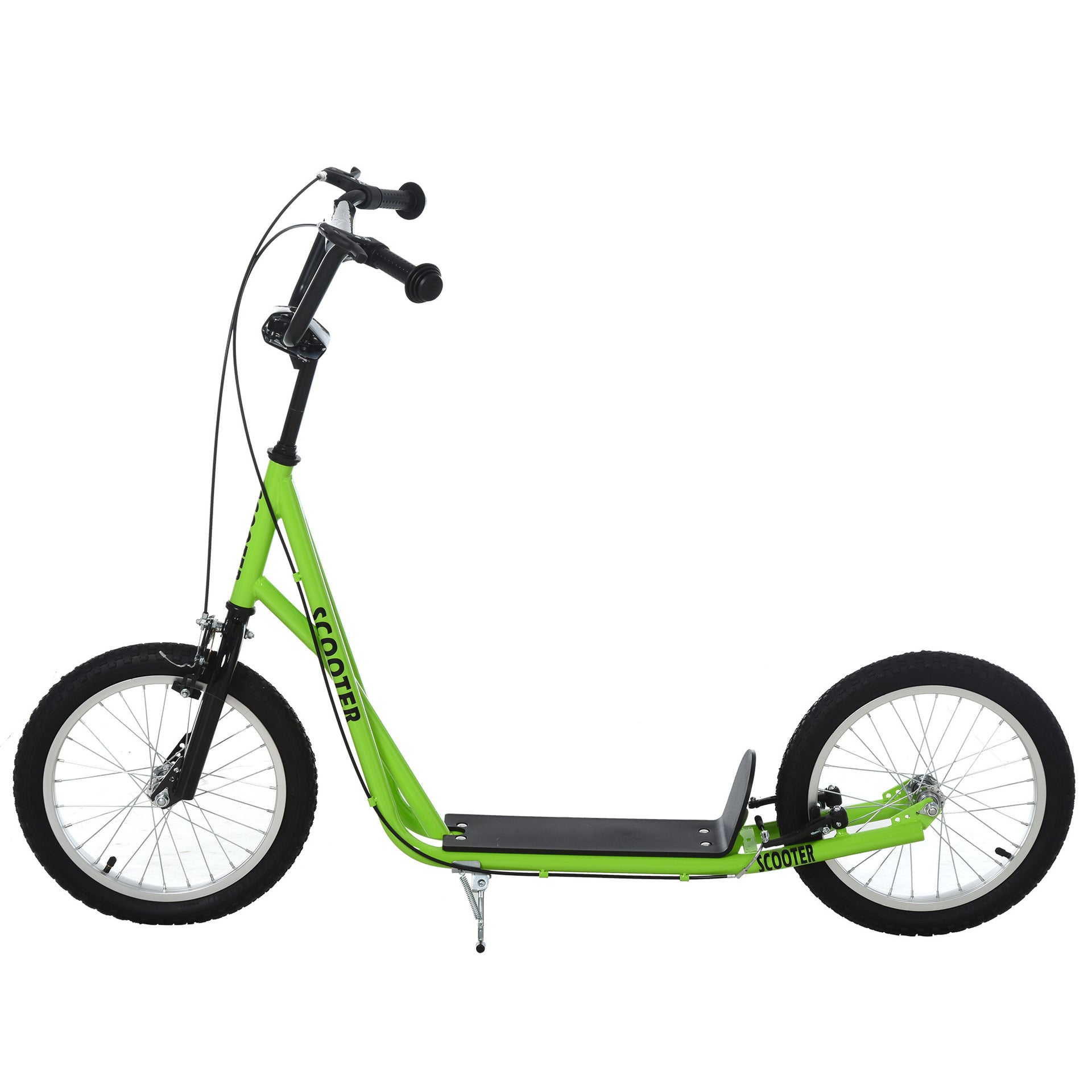 Aosom Youth Scooter Kick Scooter for Kids 5+ with Adjustable Handlebar 16" Front and Rear Dual Brakes Inflatable Wheels, Light Green - Mercantile Mountain