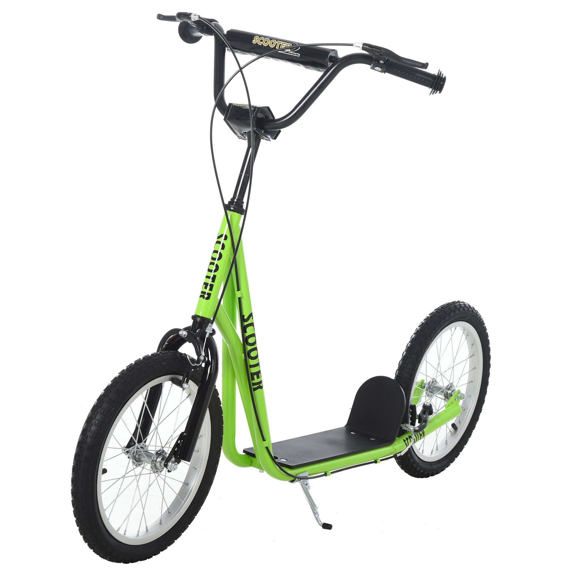 Aosom Youth Scooter Kick Scooter for Kids 5+ with Adjustable Handlebar 16" Front and Rear Dual Brakes Inflatable Wheels, Light Green - Mercantile Mountain