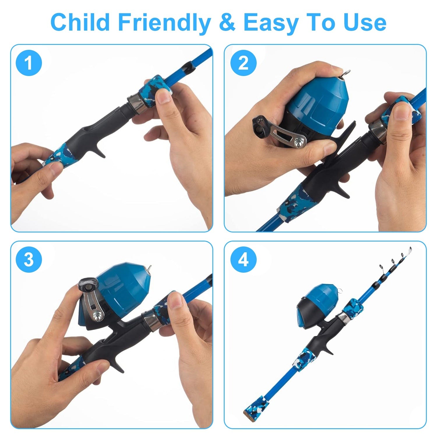easy to use fishing pole Kids Fishing Pole Set Fishing Starter Kit Telescopic Fishing Rod and R