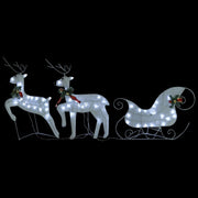Reindeer & Sleigh Christmas Decoration 140 LEDs Outdoor White - Mercantile Mountain