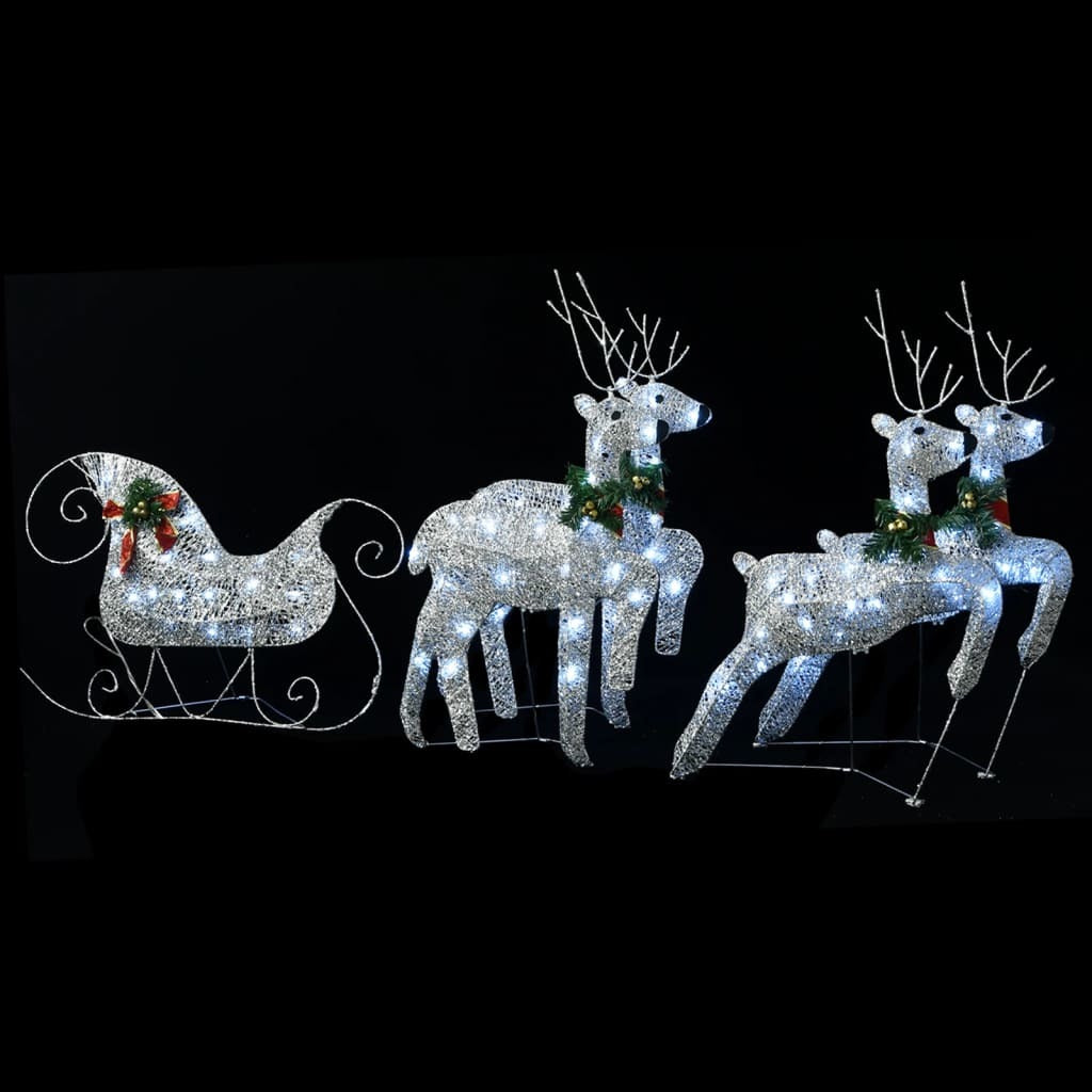 Reindeer & Sleigh Christmas Decoration 100 LEDs Outdoor Silver - Mercantile Mountain