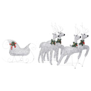 Reindeer & Sleigh Christmas Decoration 100 LEDs Outdoor Silver - Mercantile Mountain