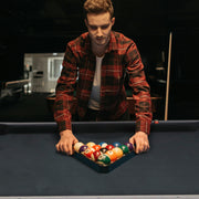 84" Pool Table with Billiard Balls, Cues, Pool Cue Chalk, Cleaning Brush, X-Legs, Black Cloth, Rustic Grey,84.1"L x 46.5"W x 32"H - Mercantile Mountain