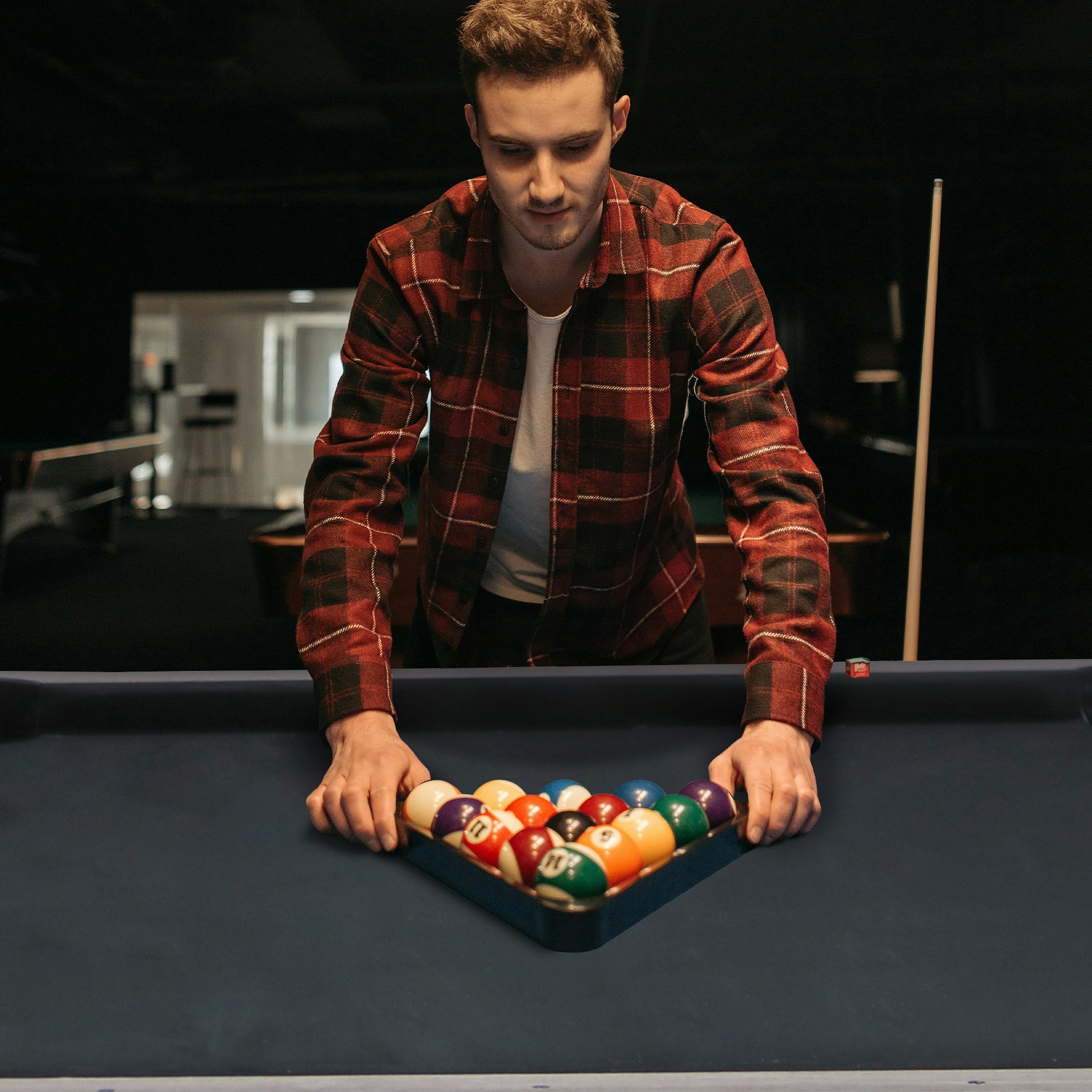 84" Pool Table with Billiard Balls, Cues, Pool Cue Chalk, Cleaning Brush, X-Legs, Black Cloth, Rustic Grey,84.1"L x 46.5"W x 32"H - Mercantile Mountain