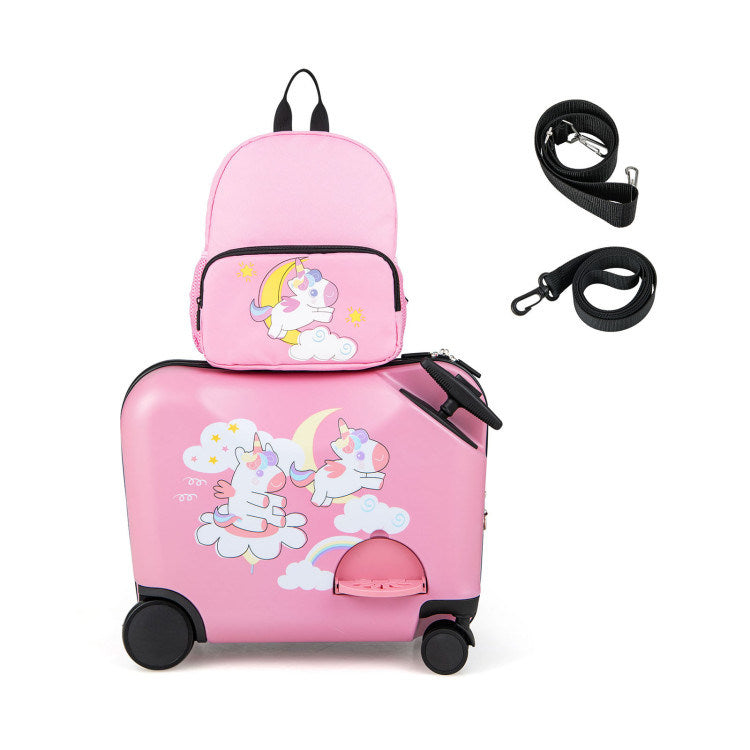2 Pieces Kid Luggage Set with Spinner Wheels and Aluminum Handle - Mercantile Mountain