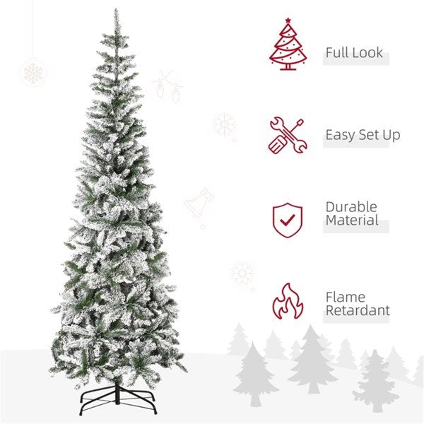 7.5ft Christmas tree slim flocked realistic branches  - Mercantile Mountain