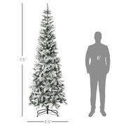 7.5ft Christmas tree slim flocked realistic branches  - Mercantile Mountain