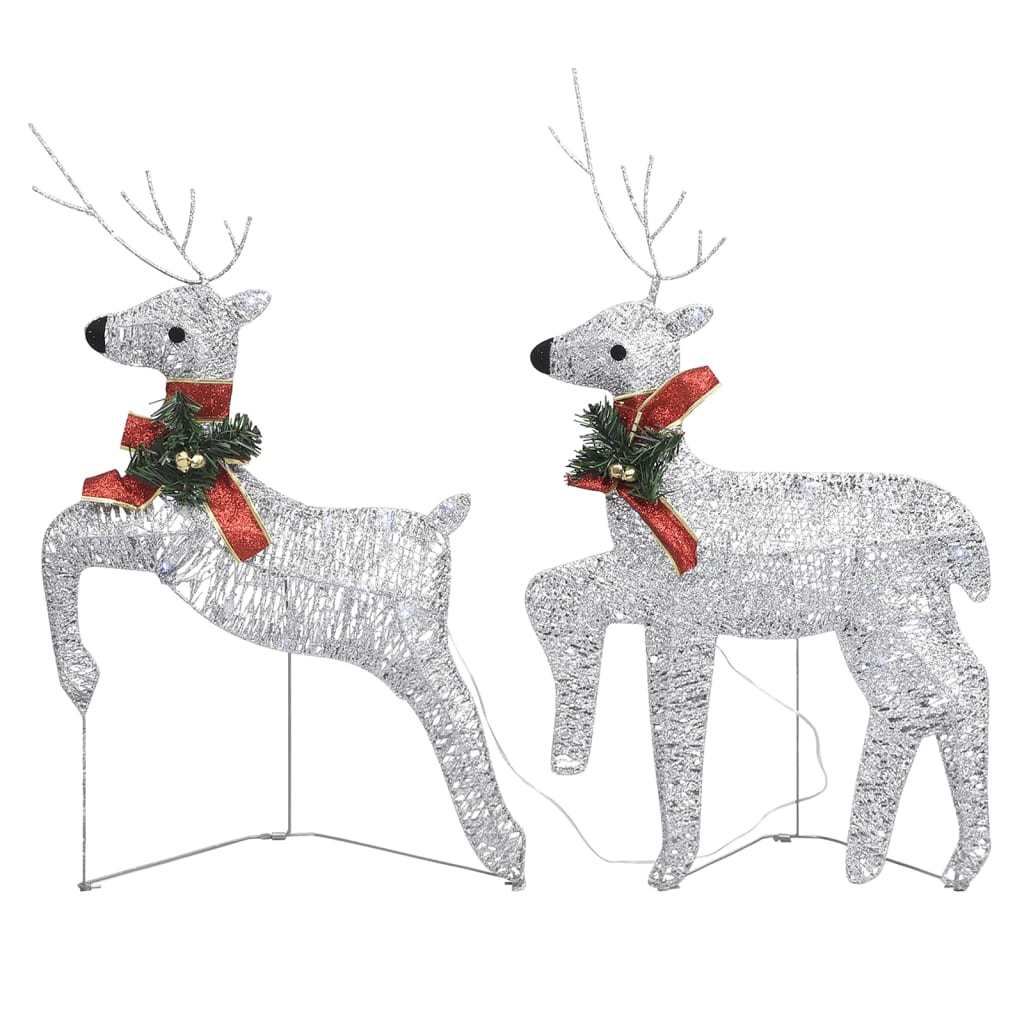 Reindeer & Sleigh Christmas Decoration 140 LEDs Outdoor Silver - Mercantile Mountain