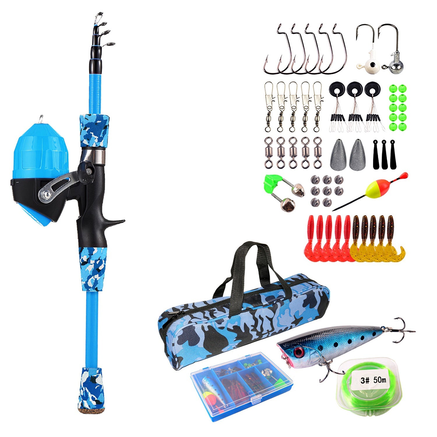 Kids Fishing Pole Set Fishing Starter Kit Telescopic Fishing Rod and R Kids Fishing Pole Set Fishing Starter Kit Telescopic Fishing Rod and R