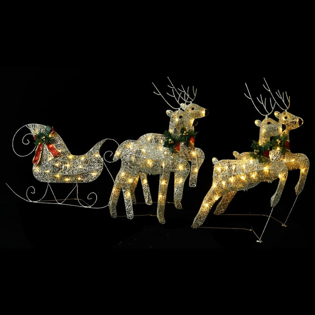 Reindeer & Sleigh Christmas Decoration 100 LEDs Outdoor Gold - Mercantile Mountain