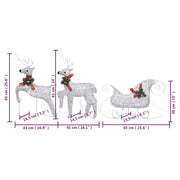 Reindeer & Sleigh Christmas Decoration 140 LEDs Outdoor Silver - Mercantile Mountain