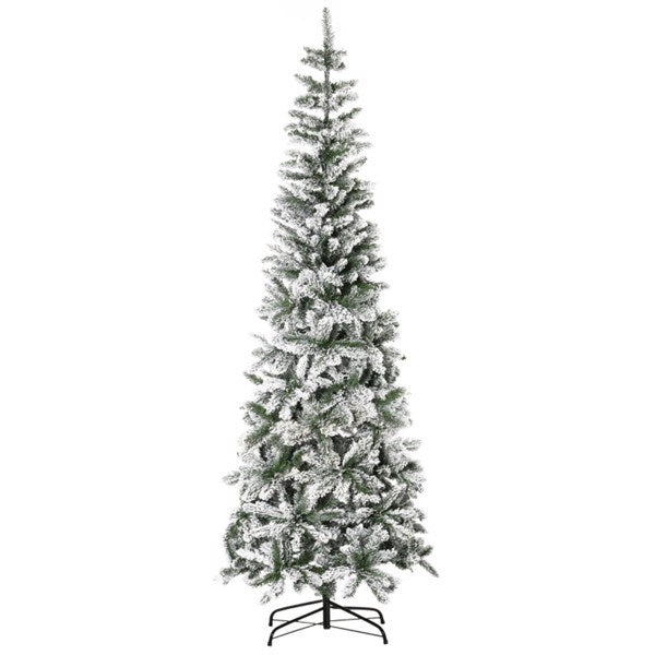 7.5ft Christmas tree slim flocked realistic branches  - Mercantile Mountain