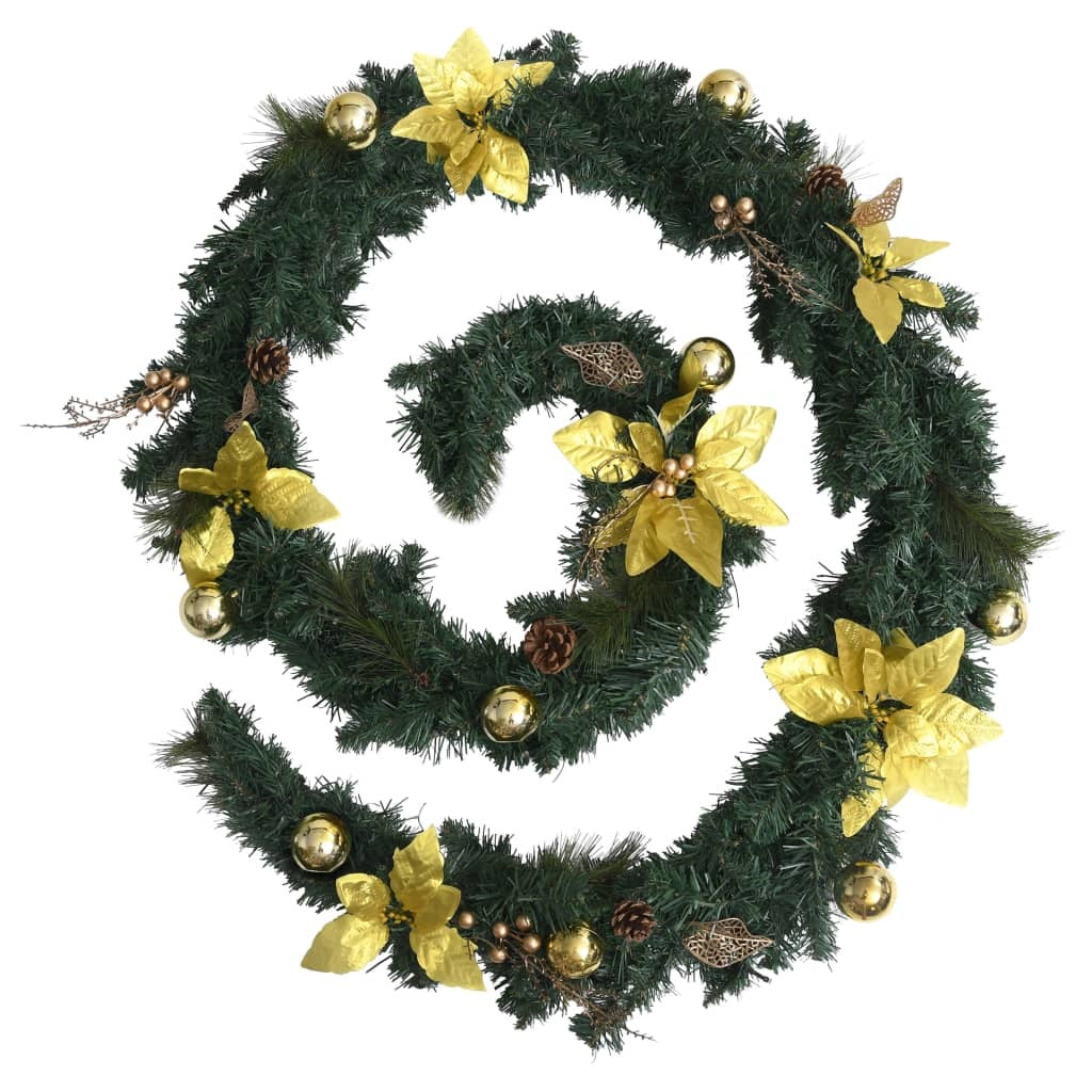 Christmas Garland with LED Lights Green 8.9' PVC - Mercantile Mountain