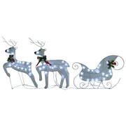 Reindeer & Sleigh Christmas Decoration 140 LEDs Outdoor White - Mercantile Mountain
