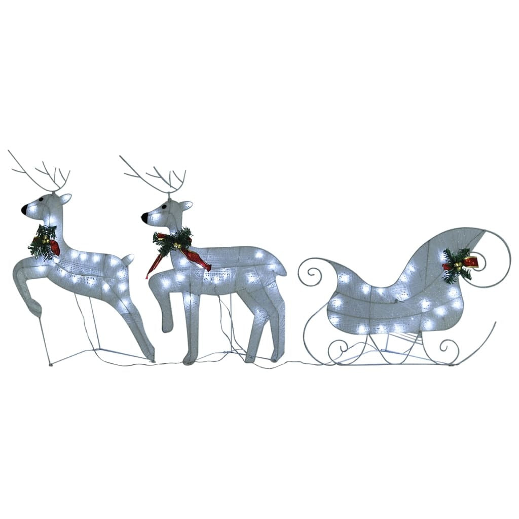 Reindeer & Sleigh Christmas Decoration 140 LEDs Outdoor White - Mercantile Mountain