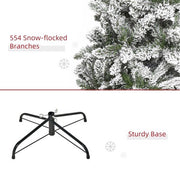 7.5ft Christmas tree slim flocked realistic branches  - Mercantile Mountain