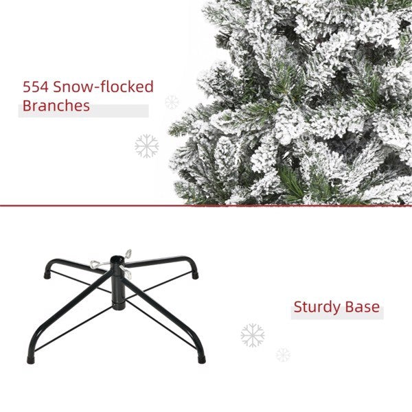 7.5ft Christmas tree slim flocked realistic branches  - Mercantile Mountain