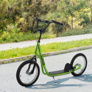 Aosom Youth Scooter Kick Scooter for Kids 5+ with Adjustable Handlebar 16" Front and Rear Dual Brakes Inflatable Wheels, Light Green - Mercantile Mountain