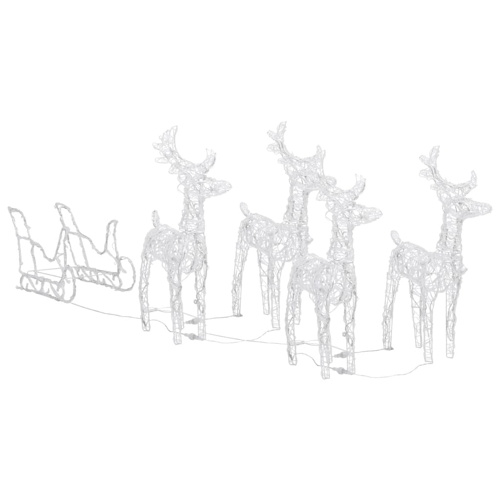 Reindeers & Sleigh Christmas Decoration 110.2"x11"x21.7" Acrylic - Mercantile Mountain