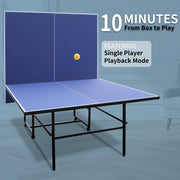 9ft Mid-Size Table Tennis Table Foldable & Portable Ping Pong Table Set for Indoor Games with Net, 2 Table Tennis Paddles and 3 Balls - Mercantile Mountain