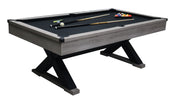84" Pool Table with Billiard Balls, Cues, Pool Cue Chalk, Cleaning Brush, X-Legs, Black Cloth, Rustic Grey,84.1"L x 46.5"W x 32"H - Mercantile Mountain