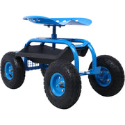 Rolling Garden Scooter Garden Cart Seat with Wheels and Tool Tray, 360 Swivel Seat,Blue--refurbished - Mercantile Mountain
