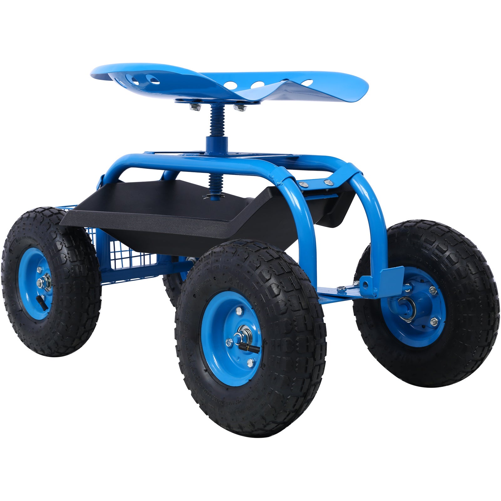 Rolling Garden Scooter Garden Cart Seat with Wheels and Tool Tray, 360 Swivel Seat,Blue--refurbished - Mercantile Mountain