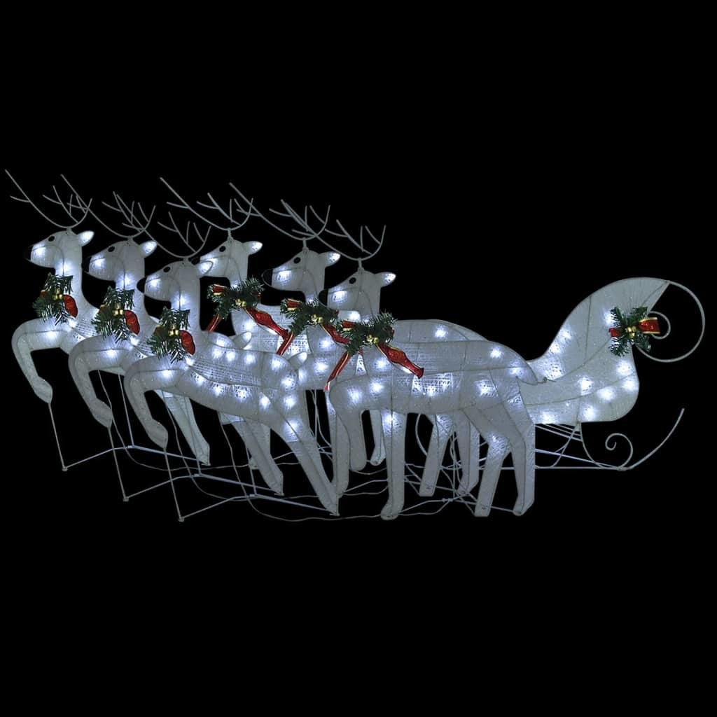 Reindeer & Sleigh Christmas Decoration 140 LEDs Outdoor White - Mercantile Mountain