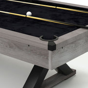 84" Pool Table with Billiard Balls, Cues, Pool Cue Chalk, Cleaning Brush, X-Legs, Black Cloth, Rustic Grey,84.1"L x 46.5"W x 32"H - Mercantile Mountain