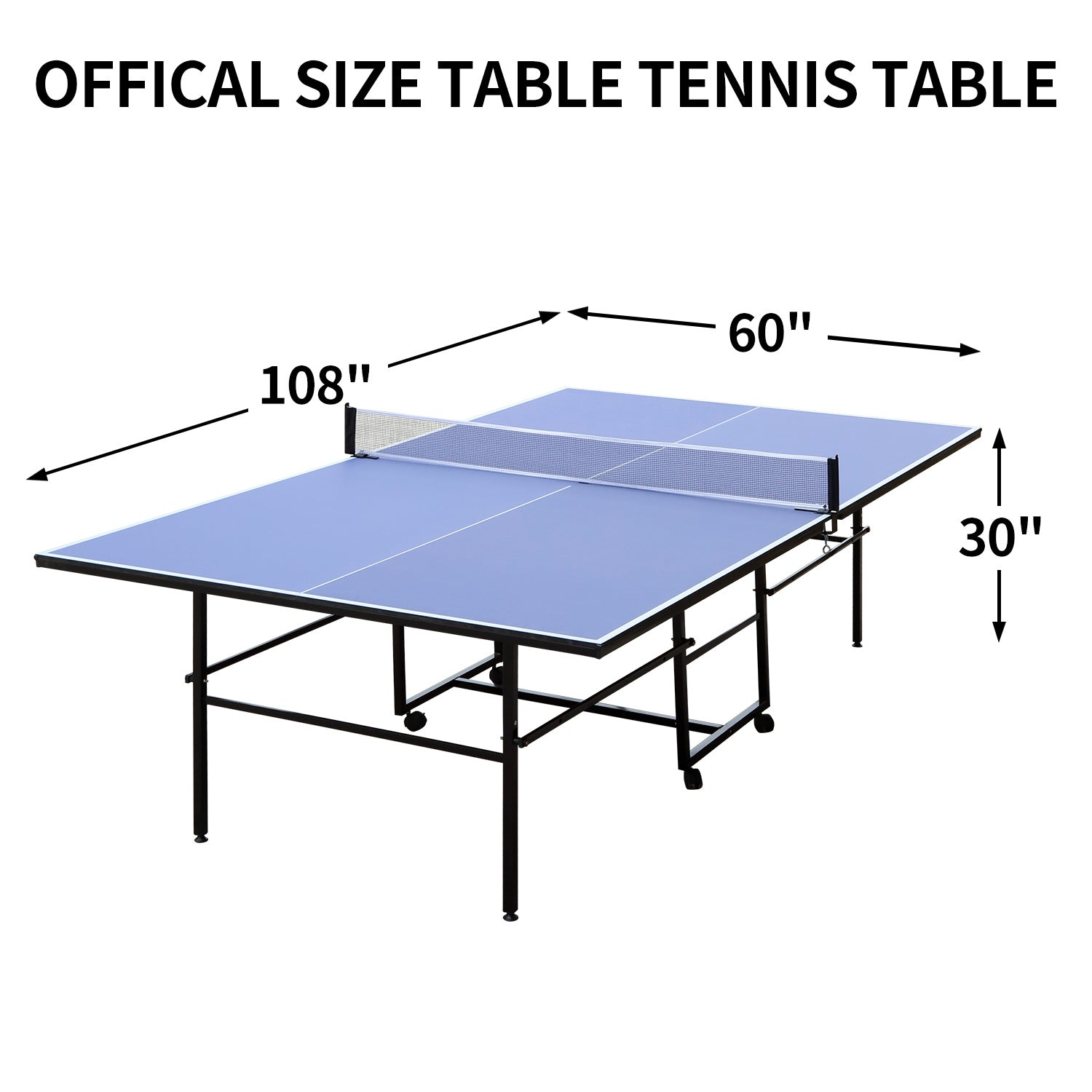 9ft Mid-Size Table Tennis Table Foldable & Portable Ping Pong Table Set for Indoor Games with Net, 2 Table Tennis Paddles and 3 Balls - Mercantile Mountain