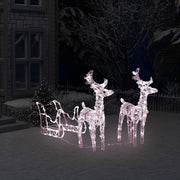 Reindeers & Sleigh Christmas Decoration 160 LEDs 51.2" Acrylic - Mercantile Mountain