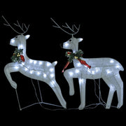 Reindeer & Sleigh Christmas Decoration 140 LEDs Outdoor White - Mercantile Mountain