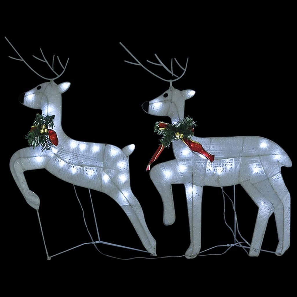 Reindeer & Sleigh Christmas Decoration 140 LEDs Outdoor White - Mercantile Mountain