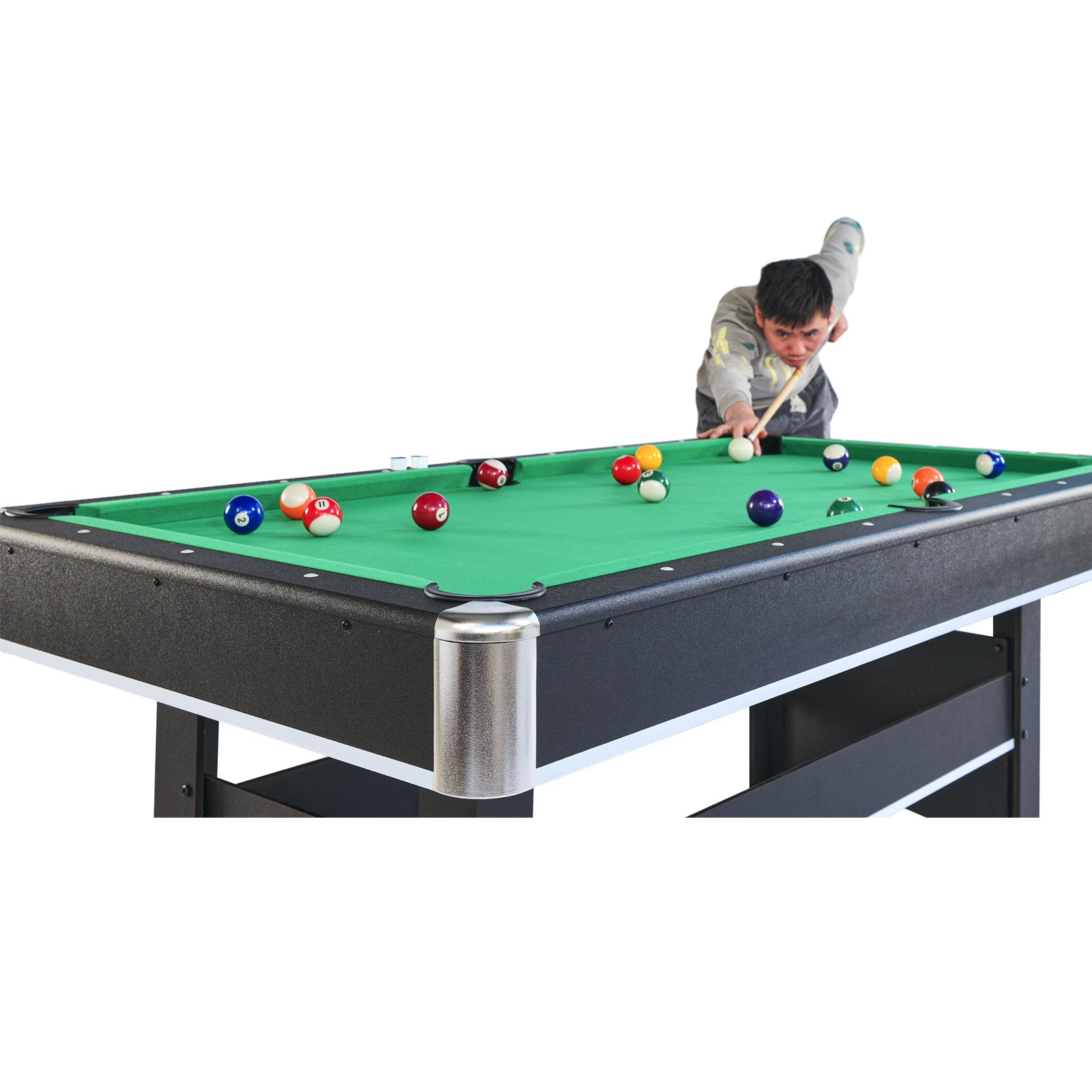6-ft Pool Table with Table Tennis Top - Black with Green Felt - Mercantile Mountain
