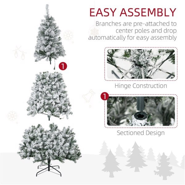 7.5 ft Christmas tree Flocked with 500 Warm white LED lights - Mercantile Mountain